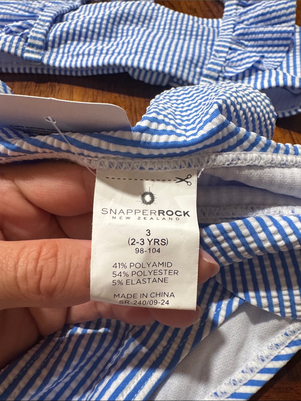 Snapper Rock Girls' Blue & White Seersucker Ruffle Bikini - Picture 2 of 5